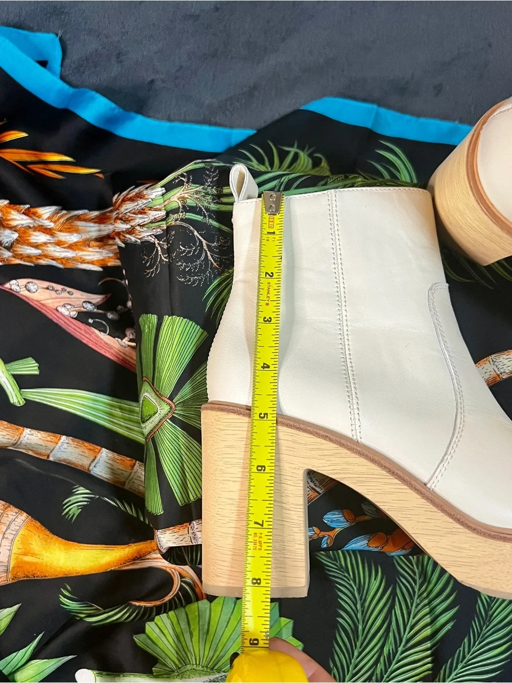 Anthropologie Dolce Vita Cecile Cream Platform Leather Boho Chunky Boots 7